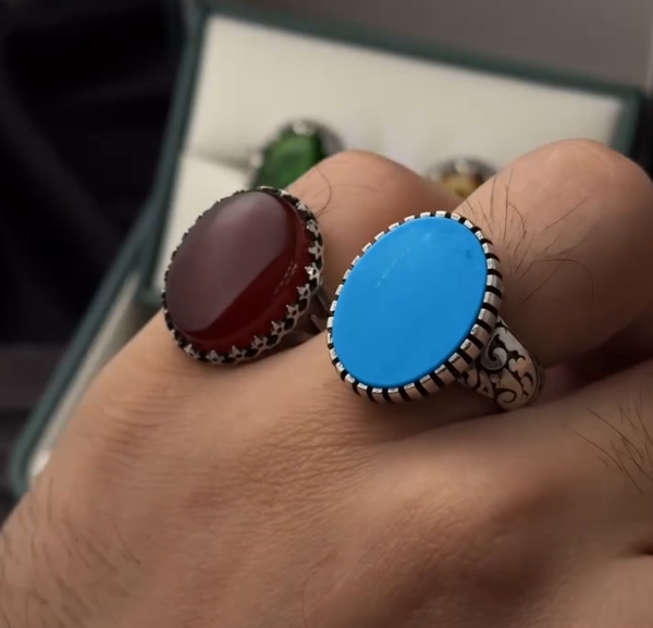 Natural Agate Aqeeq gem Stone 33 Beads Tasbih  - With Rings