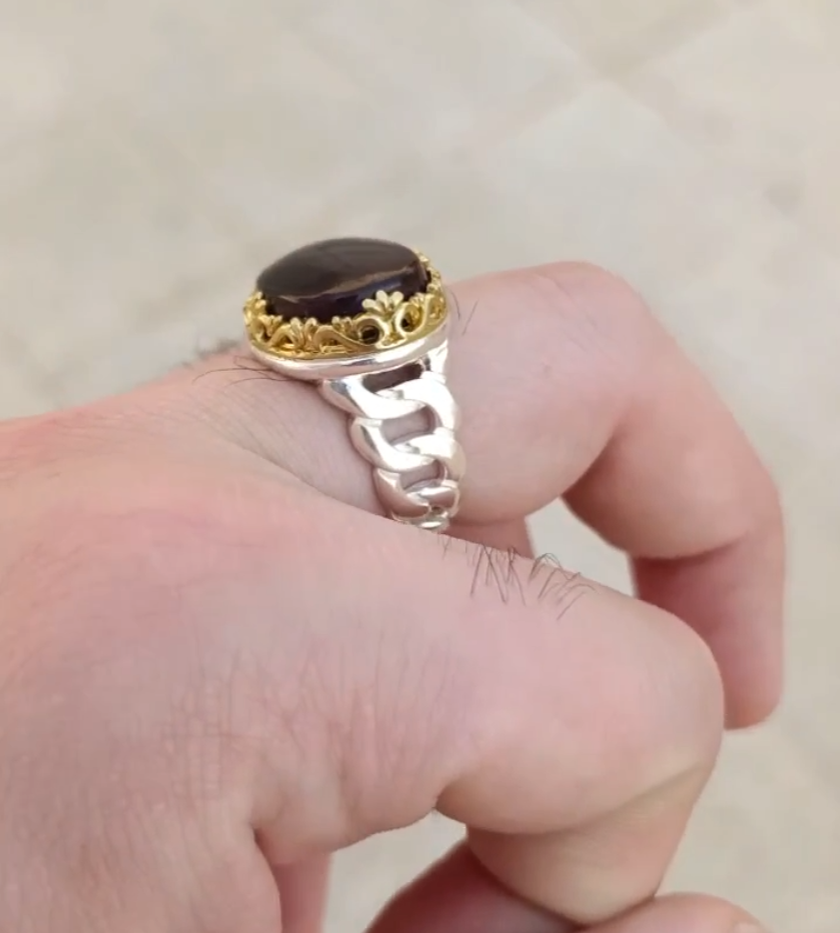 Miracle Red Agate Natural Stone Ring With Red Aqeeq Bracelet (Hifazat ka Pathar)