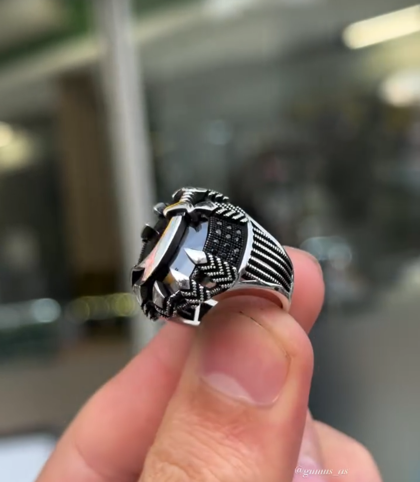 Prestige Hz. Ali Zulfikar Sterling Silver Men's Ring