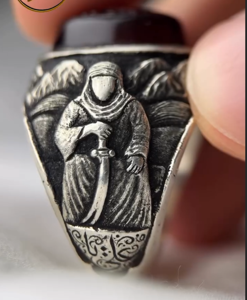 Prestige Hz. Ali Zulfikar  zircon stone Silver Men's Ring