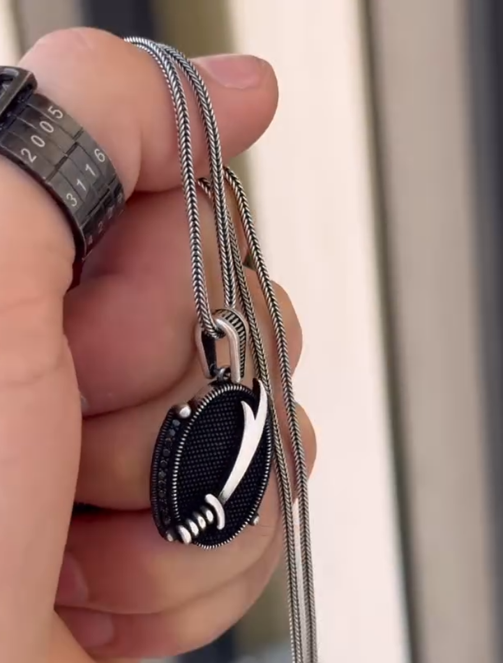 Prestige Zülfikar Hz. Ali Sterling Silver Men Necklace with Sword Design