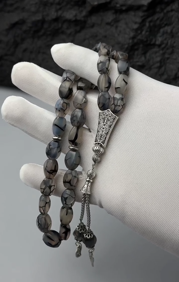 Real Agate Aqeeq Islamic Prayer Tesbih