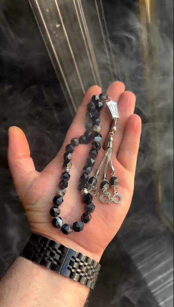 Black Agate Stone Beads Tasbeeh