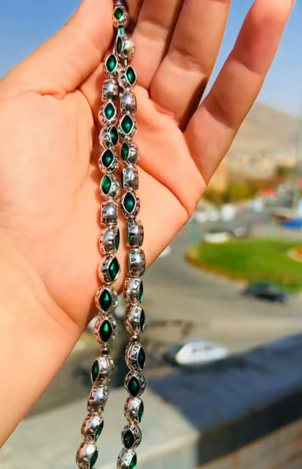 Silver Green Beads Tasbeeh