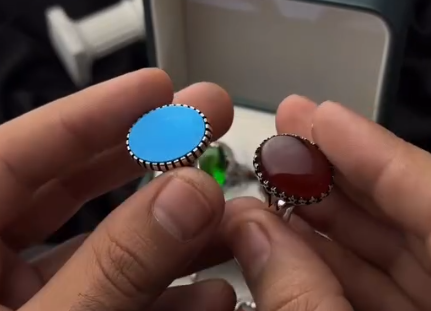 Natural Agate Aqeeq gem Stone 33 Beads Tasbih  - With Rings